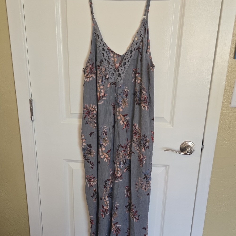 Lovestitch Gray Floral Maxi Dress M/L